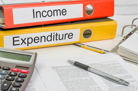 Bookkeeping basics - folders with the label income and expenditure