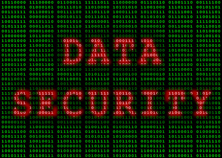 data security highlighted in red on green binary code