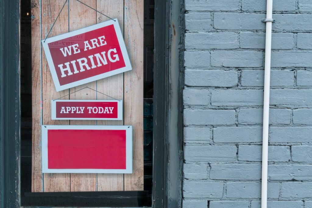 Business Update – 13 July 2023 - a sign that says we are hiring and apply today