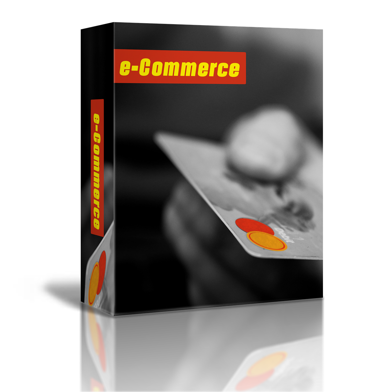 How to Move Your Brick and Mortar Retail Store Online - A software package labelled "e-Commerce" with a hand presenting a credit card