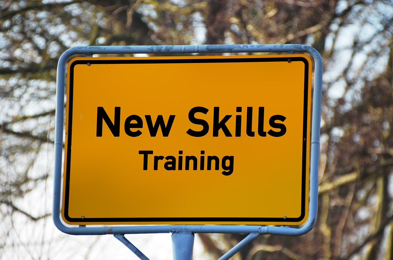 50% Wage Subsidy Program - A sign with the words "New Skills Training"